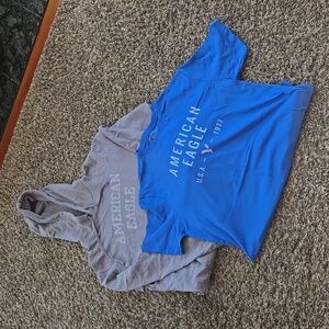 American Eagle Hoodie and Tee -Mens Medium Blue and Gray
